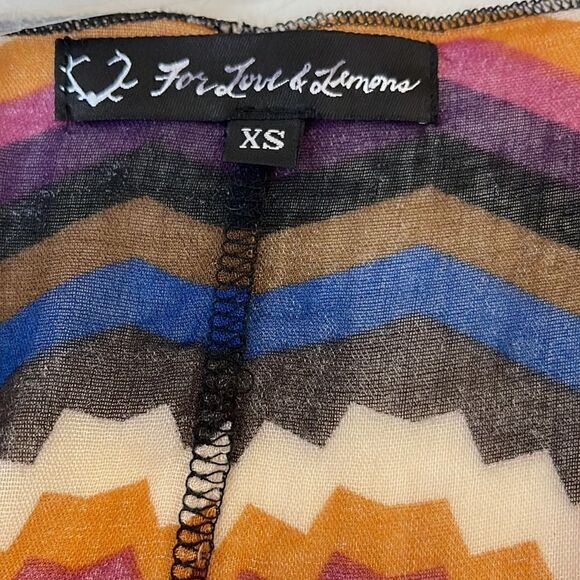 For Love & Lemons tie‎ front geometric print peplum blouse size XS - Picture 7 of 8